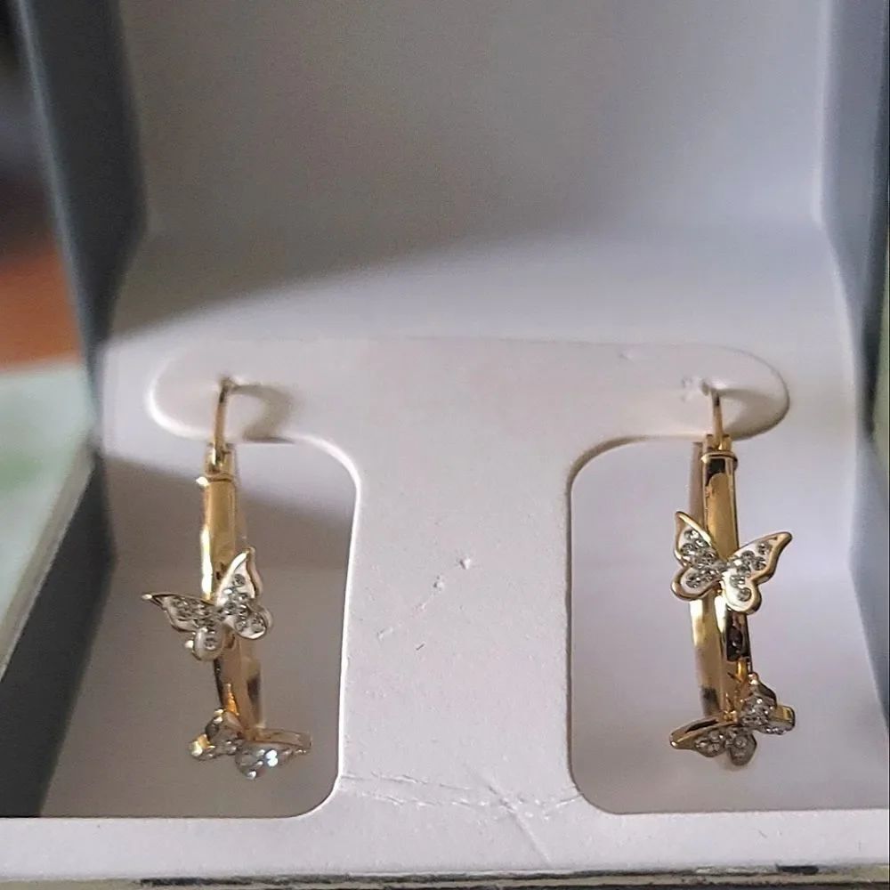 Gold Butterfly Hoop Earrings